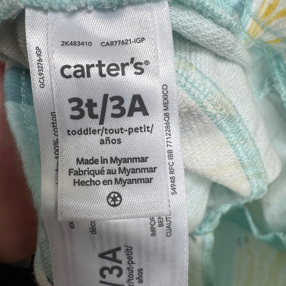 NWOT Carter's 3T Girls Blue & Yellow Floral Toddler Soft Shorts with Pockets - Picture 5 of 5
